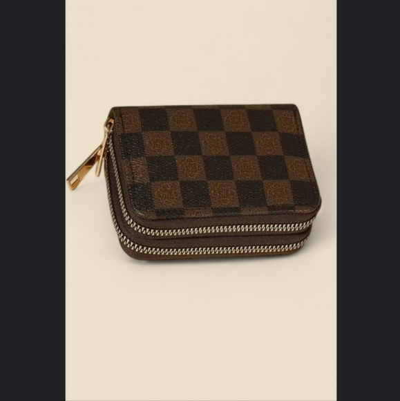 Brown Monogram Checkerboard Wallet Zip Zippy Around Double Zip Walet Brown/Black - Picture 3 of 16